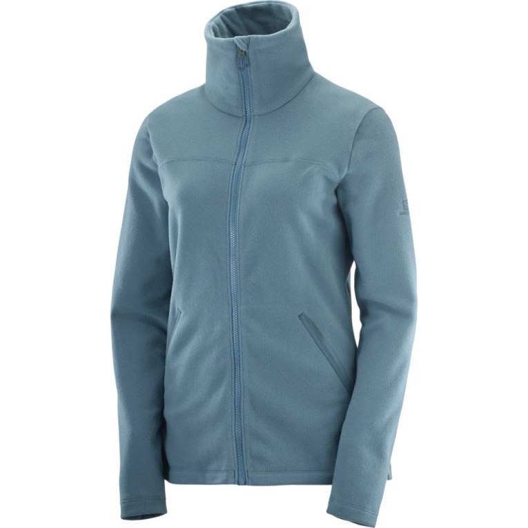 Dámské Bundy Salomon Essential Cosy Fleece Full Zip Tyrkysové | CZ 90TYJXO